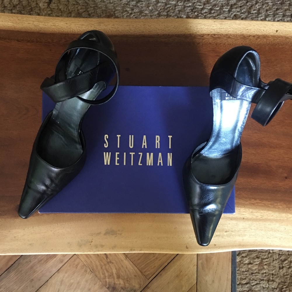 STUART WEITZMAN Blk Leather Stiletto SZ 9
